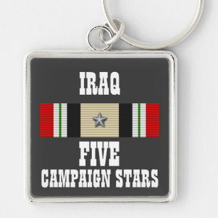 5 CAMPAIGN STARS / IRAQ VETERAN / KEY CHAIN
