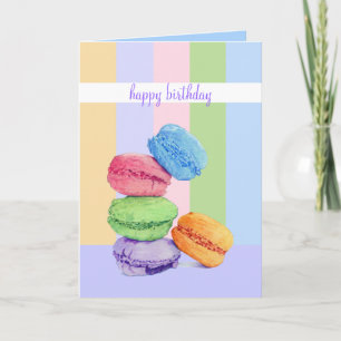 5 Carte de Macaron stripes birthday