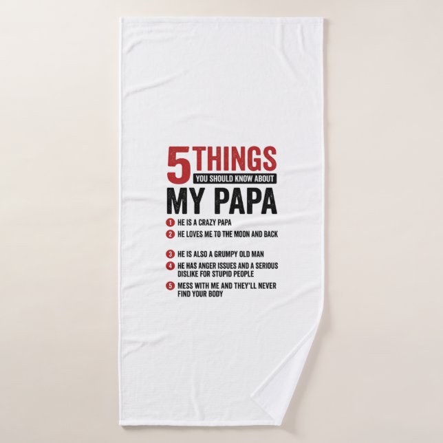5 choses à propos de mon papa drôle vintage concep (Serviette de bain)