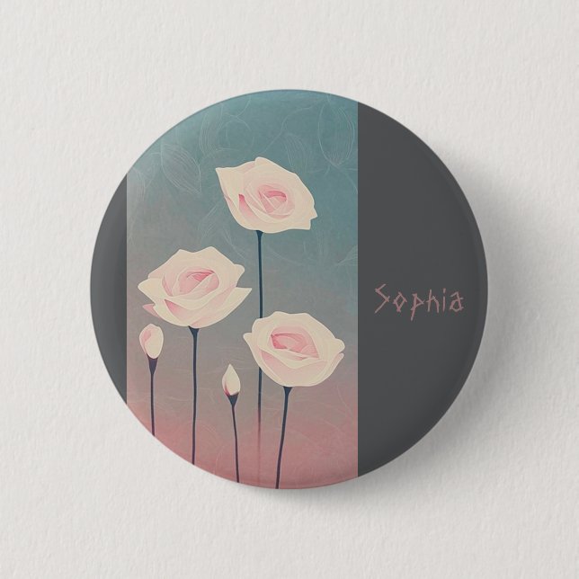 5 Cm Roses Round Badge, personalized 2 Inch Round Button (Front)