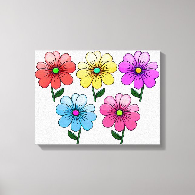5 Colour Flowers Design  Canvas Print (Front)