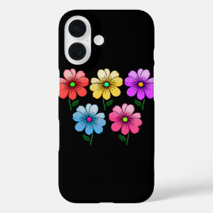 5 Colour Flowers Design iPhone 16 Case