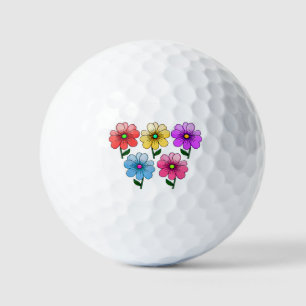 5 Colour Flowers Design  Golf Balls