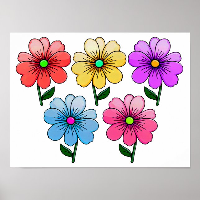 5 Colour Flowers Design  Poster (Front)