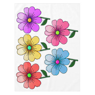 5 Colour Flowers Design  Tablecloth