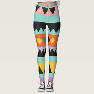 5 colourful stripes and triangles leggings