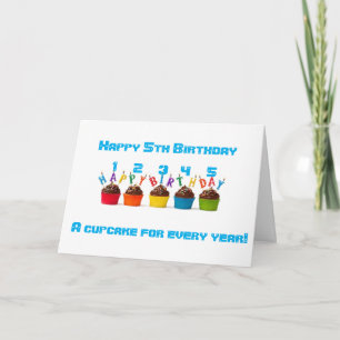 5 CUPCAKES FOR YOUR *****5TH BIRTHDAY**** HAVE FUN CARD