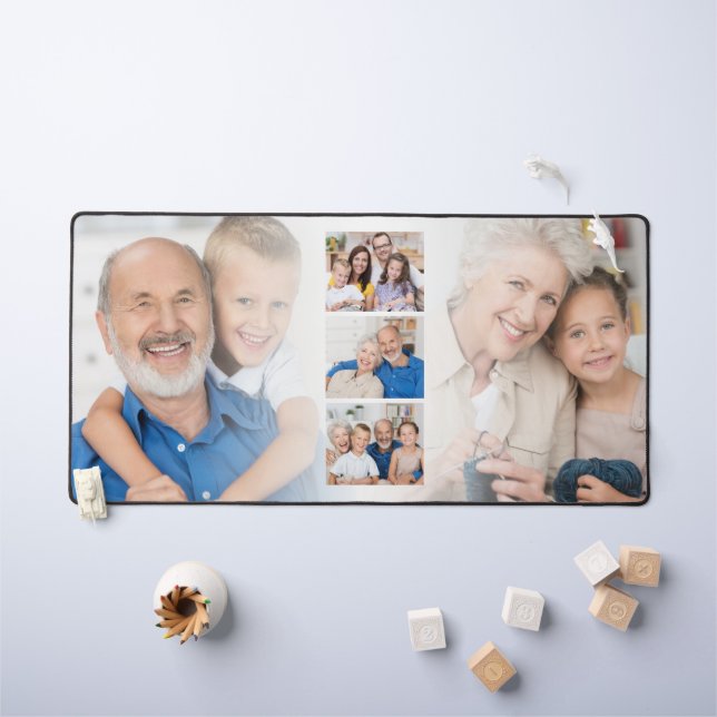 5 Custom Family Grandkids Photos Collage Overlay Desk Mat (Kids Table)