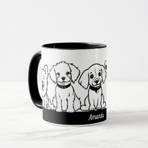5 Cute Dogs Personalized Name Mug