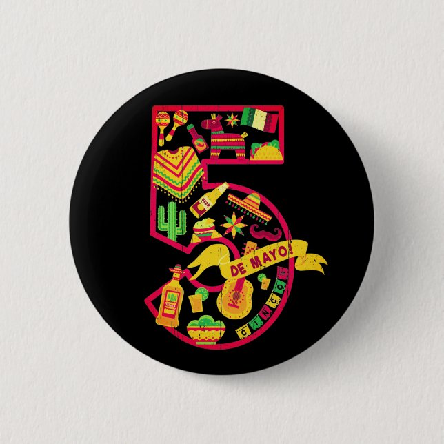 5 De Mayo - Mexican Icons 2 Inch Round Button (Front)