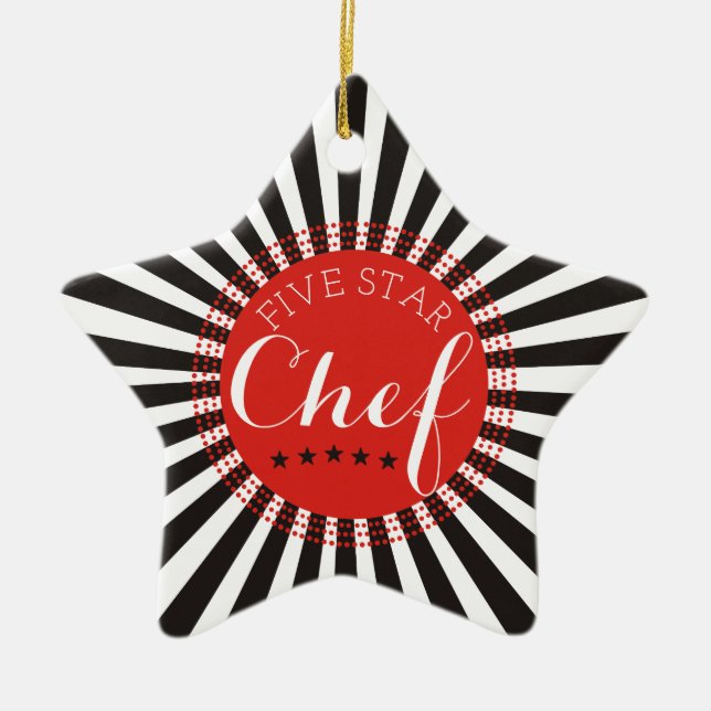 5 étoiles chef culinaire ornement sapin de Noël (Devant)