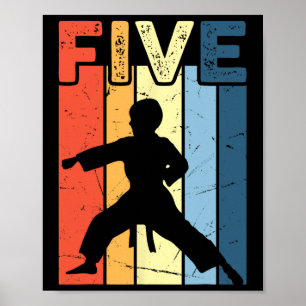 5 Five Karate Lover 5th Birthday 5 Year Old Martia Poster