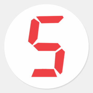 5 five  red alarm clock digital number classic round sticker