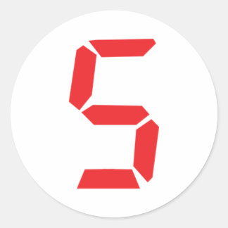 5 five  red alarm clock digital number classic round sticker