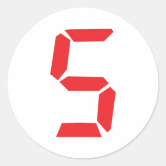 5 five  red alarm clock digital number classic round sticker
