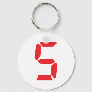 5 five  red alarm clock digital number keychain
