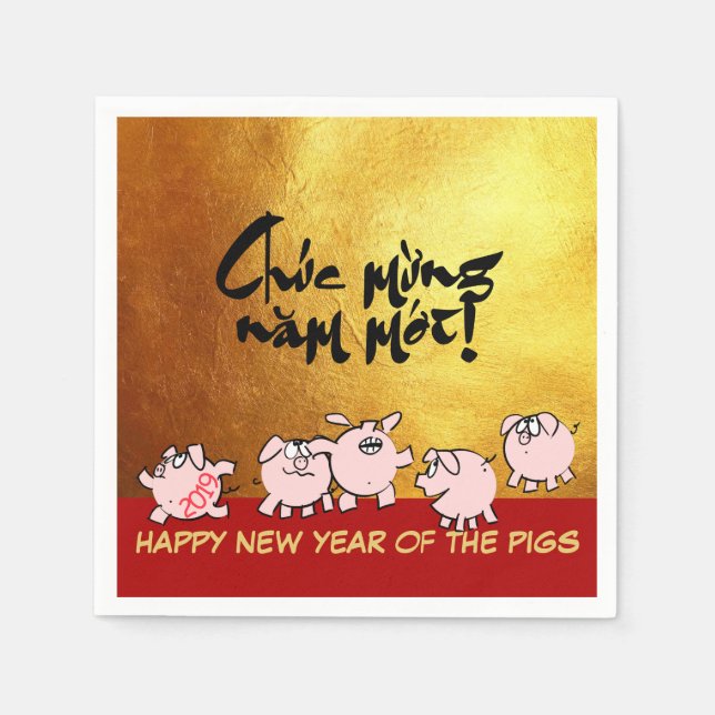 5 Funny Comics Vietnamese Pig Year 2019 Paper N Napkin (Front)