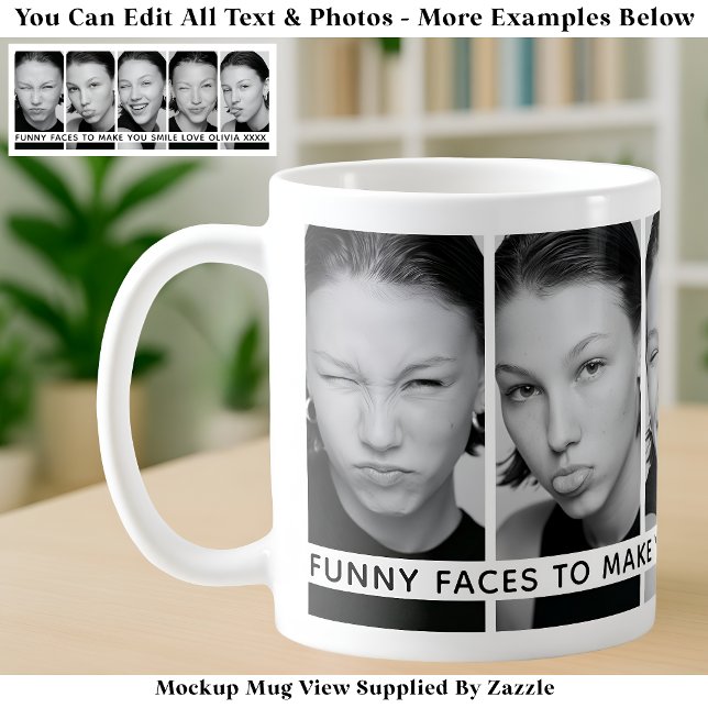 5 Funny Faces Custom Photos & Long Message Coffee Mug (Creator Uploaded)