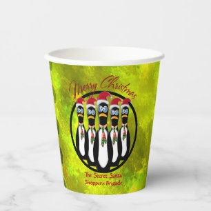 5 Funny Frazzled Santa Penguins Personalized Paper Cups