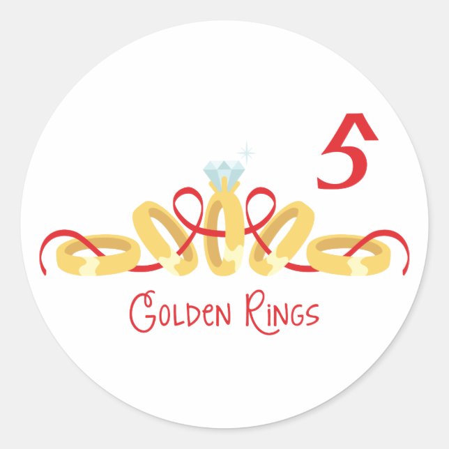 5 Golden Rings Classic Round Sticker (Front)
