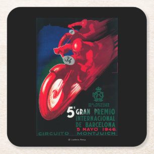 5 Gran Premio Internat'l Motorcycle Poster Square Paper Coaster