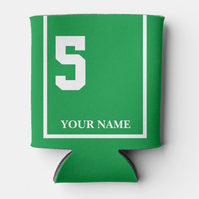 5 Green with White Horse Saddle Blanket Custom Can Cooler (Front)