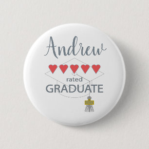 5 Heart Rated Graduate 2 Inch Round Button