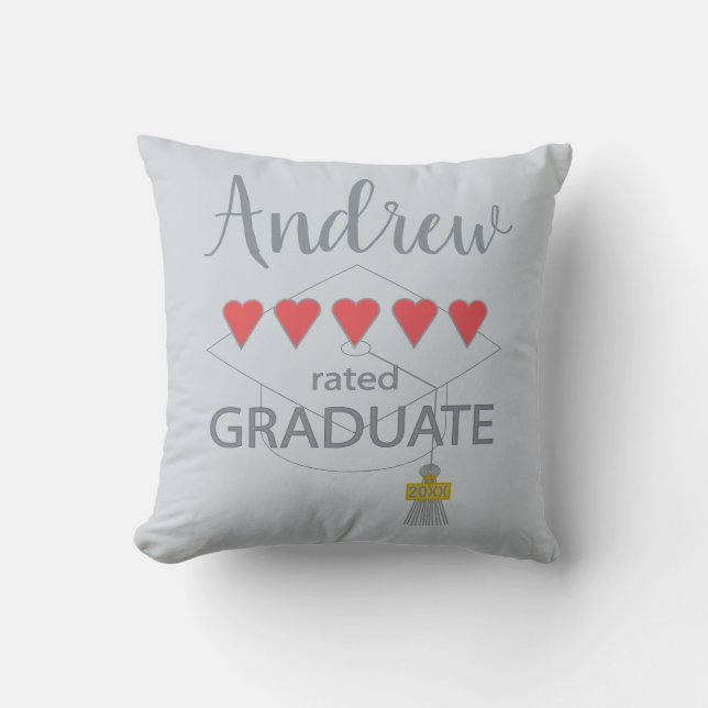 5 Heart Rated Graduate Throw Pillow (Front)