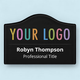 5 in Acrylic Black Name Plate Self Adhesive Office Door Sign