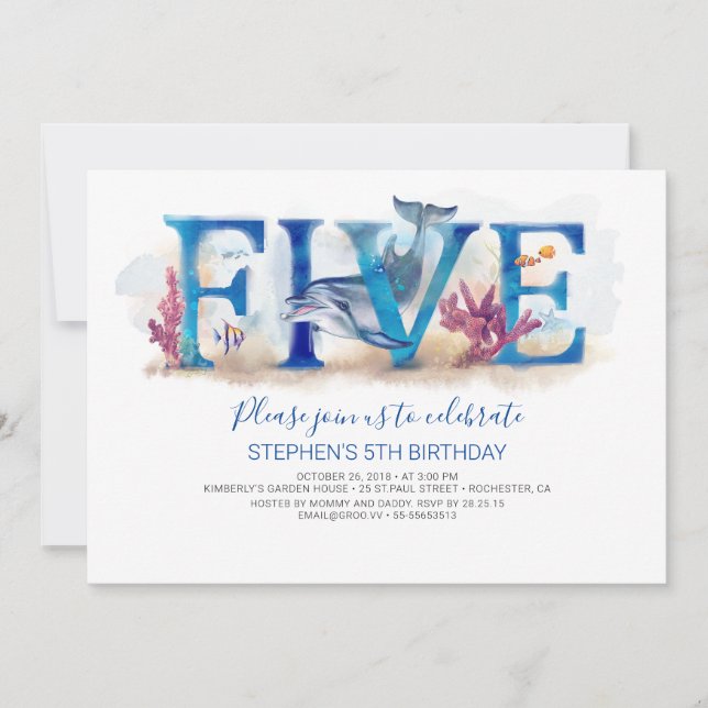 5 Invitation d'anniversaire Magie sous le monde ma (Devant)