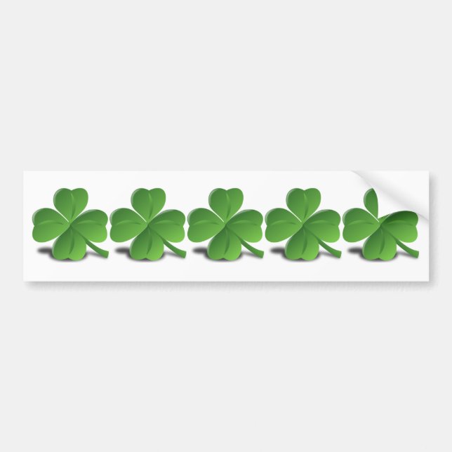 5 Irish Shamrocks in a Row Ireland  Plain Simple Bumper Sticker (Front)