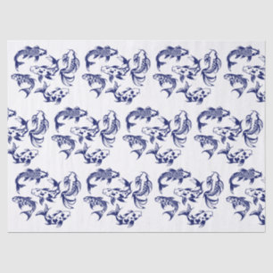 5 Koi Fish Karp DIY Colors Blue Tissue Paper