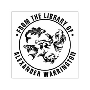 5 Koi Fish Karp Library Book Name Self-inking Stamp
