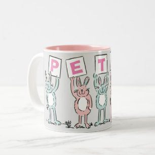 5 Letter Name With Fun Rabbits Two-Tone Coffee Mug