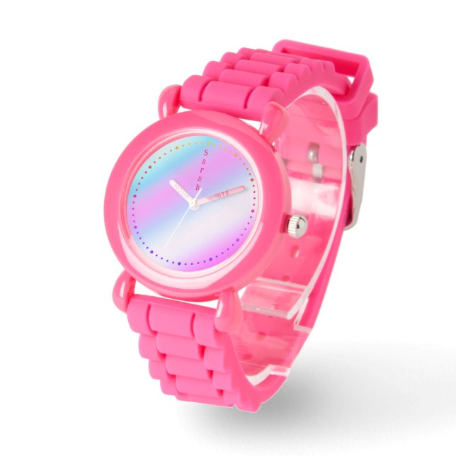 5 Letter Personalized Name Rainbow Silicone Watch (Angle)