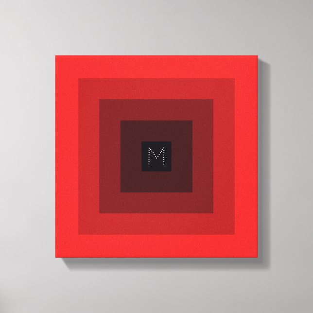 5-Level Red Inverted Pyramid Initial Personalized Canvas Print (Front)