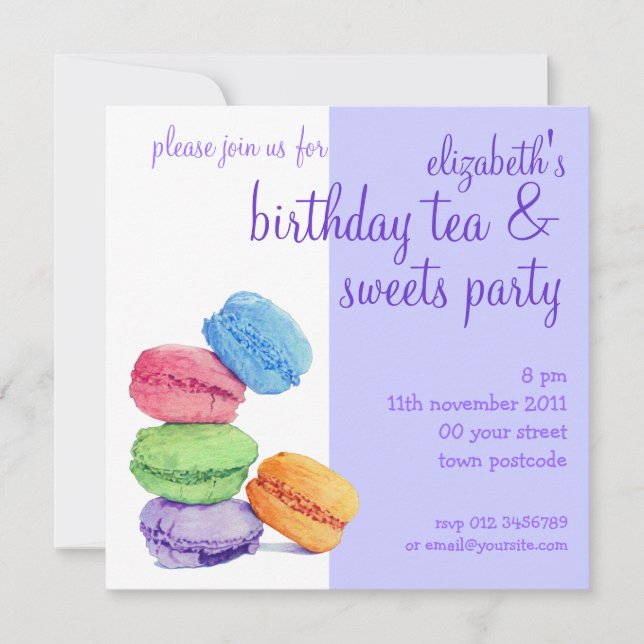 5 Macarons Birthday Invitation (Front)