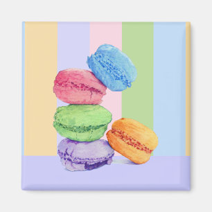 5 Macarons rayures Magnet