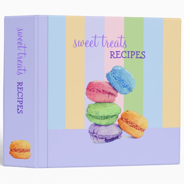 5 Macarons stripes Recipe Binder (Front/Spine)