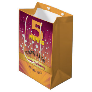 5 Months Recovery Anniversary Bold Numeral Medium Gift Bag