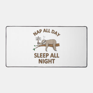 5 More Mins Funny Sloth Shirt Sleep Napping Cute T Desk Mat