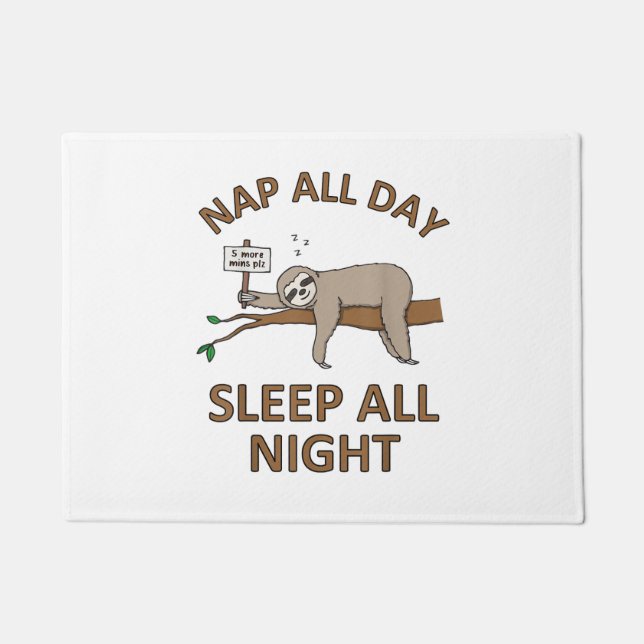 5 More Mins Funny Sloth Shirt Sleep Napping Cute T Doormat (Front)
