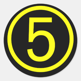 5 - number five classic round sticker
