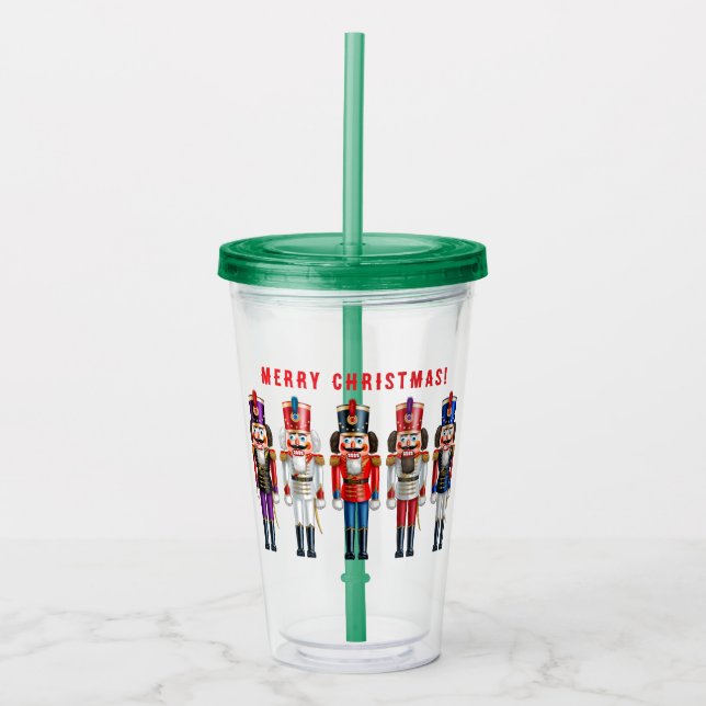 5 Nutty Nutcracker Toy Soldiers Acrylic Tumbler (Front)