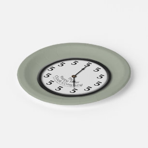 5 O'Clock Clock Paper Plate