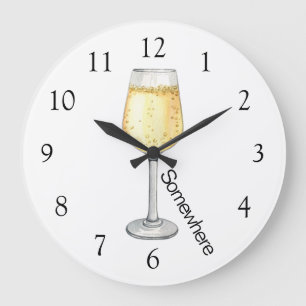 5 O'Clock Somewhere Champagne Large Clock