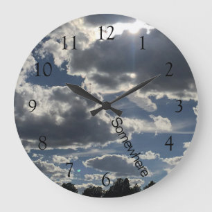 5 O'Clock Somewhere Clouds Large Clock
