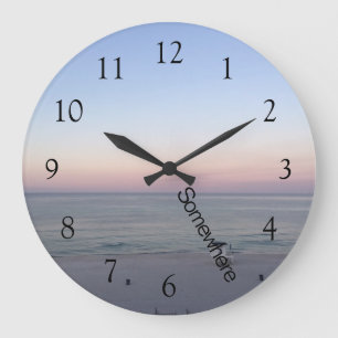 5 O'Clock Somewhere Pink Beach Large Clock