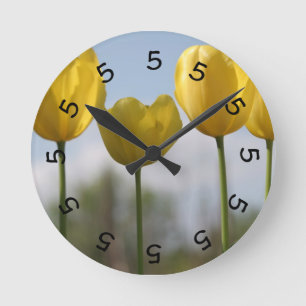 5 o'clock Yellow Tulips Wall Clock