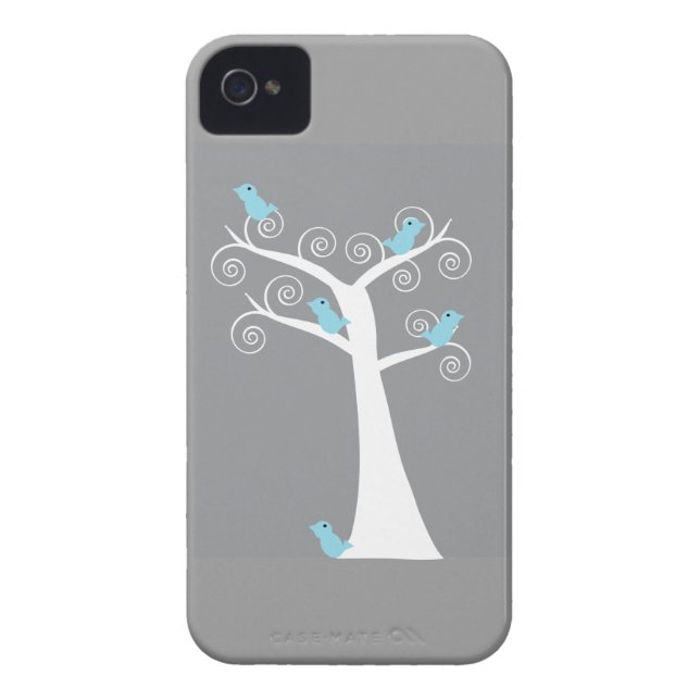 5 oiseaux bleus dans un arbre Coque-Mate Coque (Dos)